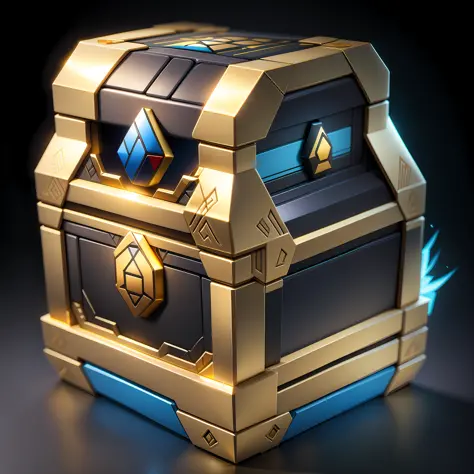 Mysterious magic box, mysterious pattern cube, Rubik's cube chest to store rewards, Western magic style, ultra-high-definition game prop icon, reasonable and regular shape, beautiful lines, suitable color matching, simple and mysterious treasure chest, bla...