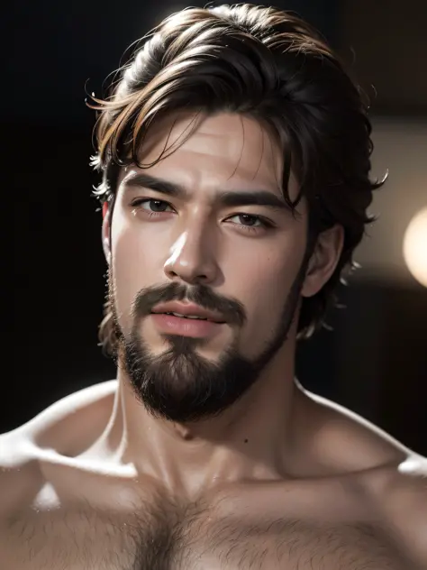 Best quality, masterpiece, ultra high res, (photorealistic:1.4), raw photo, handsome male, facial hair
