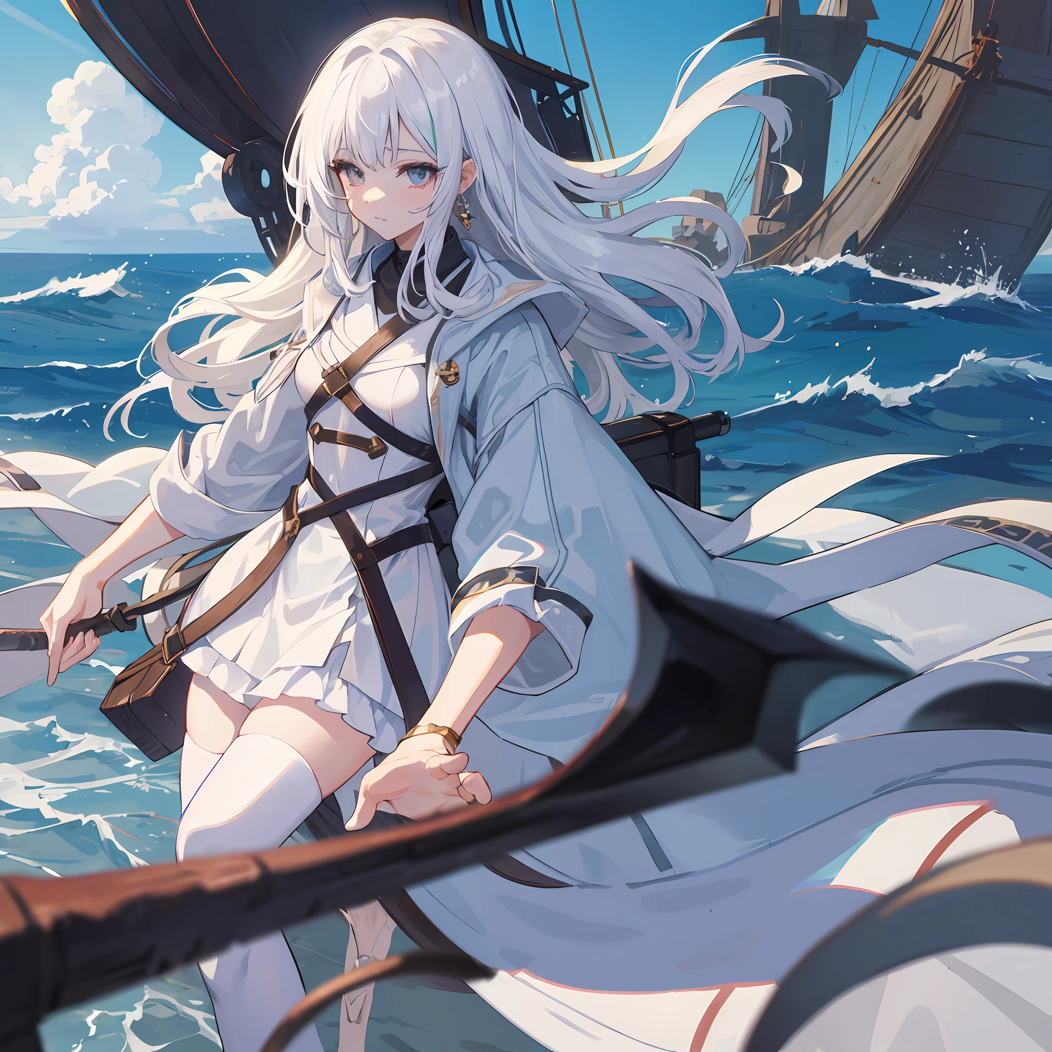 Anime viking warrior sailing on a ship on Craiyon