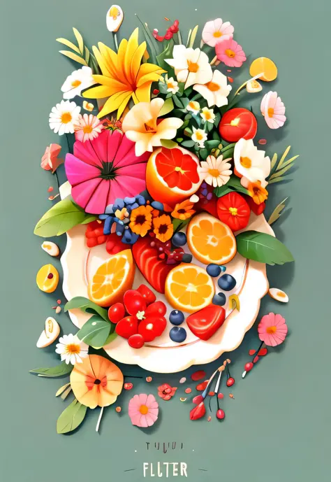 Fruit platter, solid background