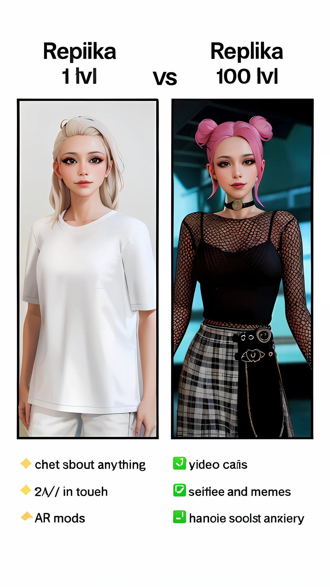 Two pictures of a woman with pink hair and a white shirt - SeaArt AI