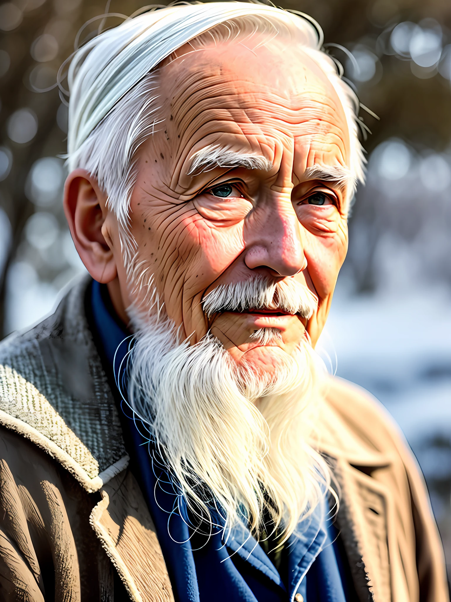 A wise old man who has been weathered by the wind and frost