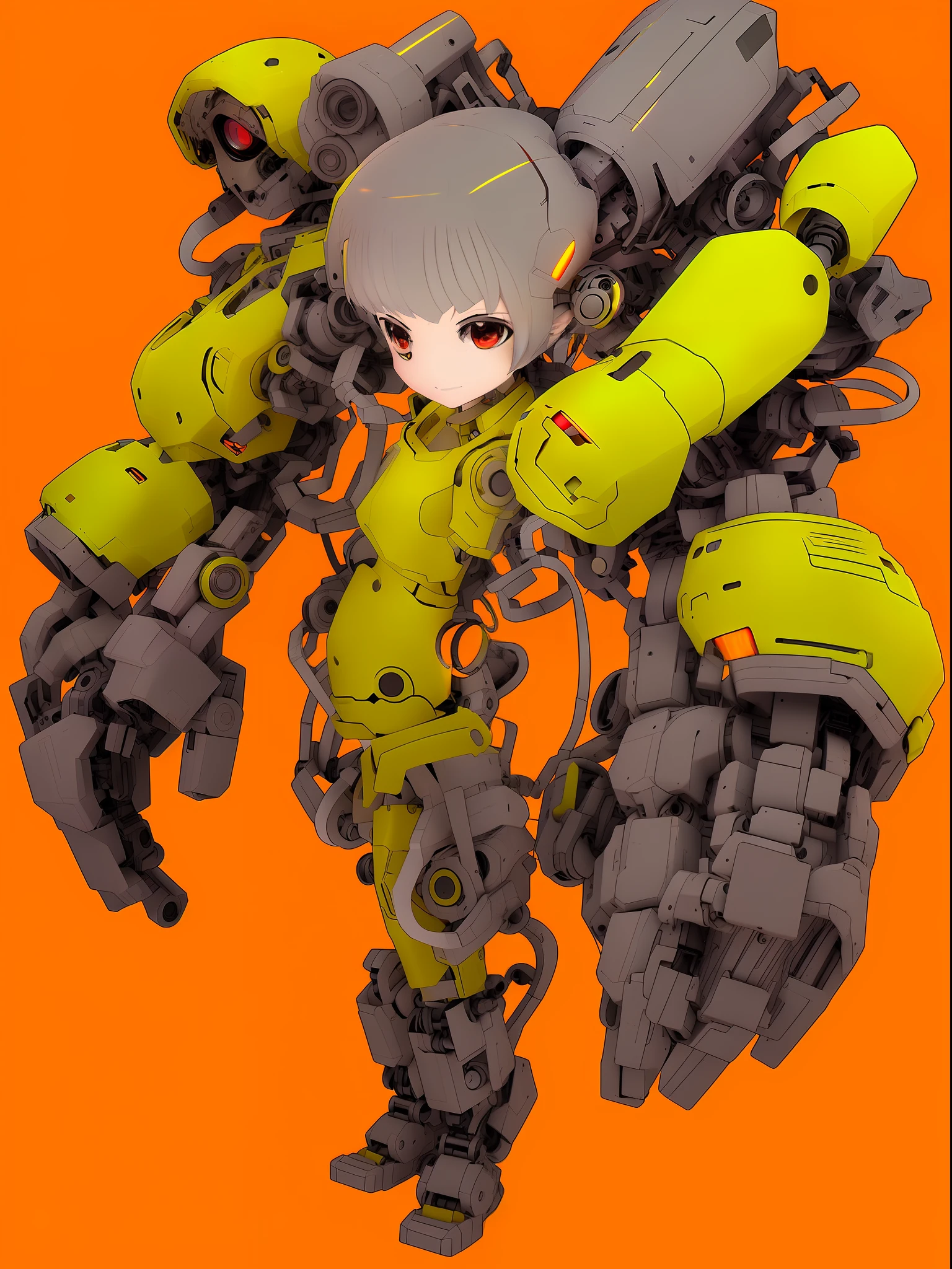 A close up of a robot with a yellow background - SeaArt AI