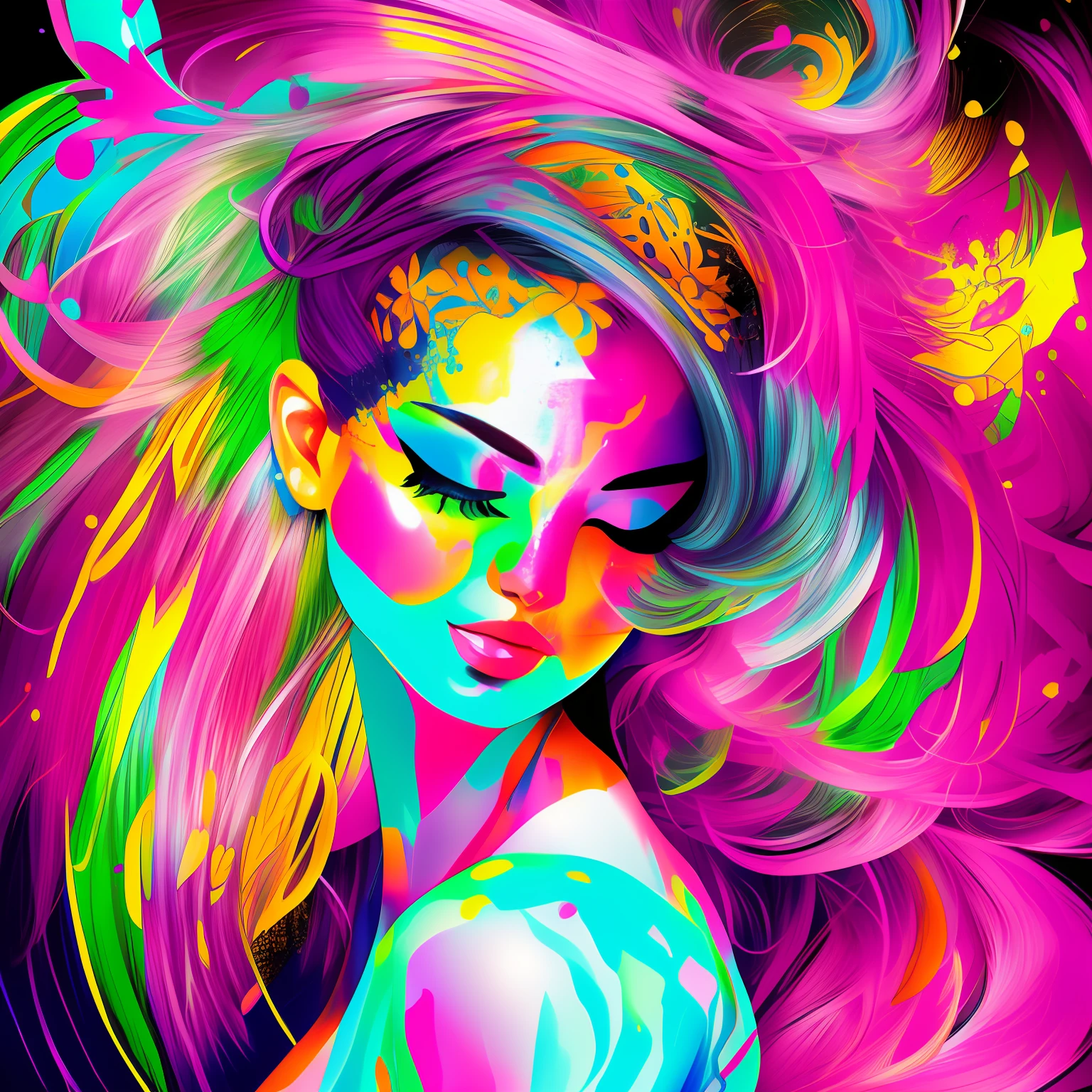 Woman headpaint splash colors --auto --s2