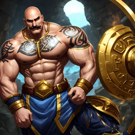 Braum from League Of Legends, wearing armored plates pant, muscular ...