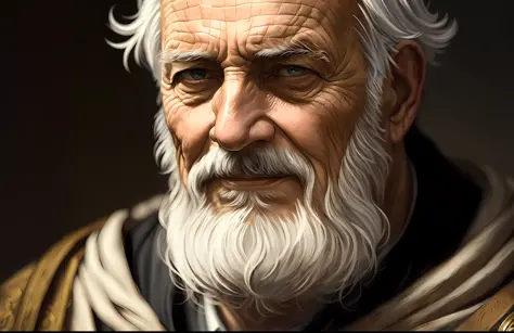 A portrait of an old man in the 2nd century, beautiful painting with highly detailed face by Greg Rutkowski and Magali Villanuev...