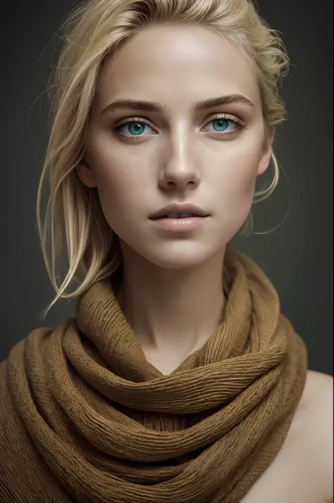 a photorealistic portrait of an incredibly beautiful woman without makeup, extremely detailed light green eyes, detailed symmetr...