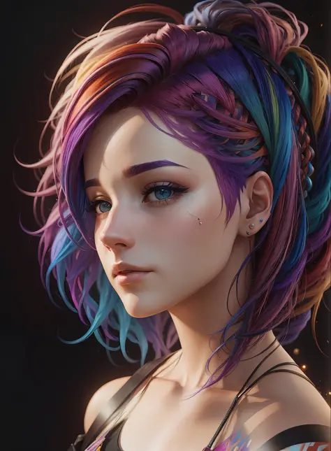 A woman with colorful hair, ultra realistic, 4K, cinematic --auto --s2