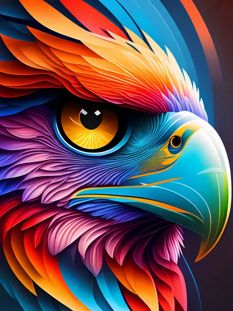 the colorful abstract of eagle eye, (colorful,high detailed,vector-art)