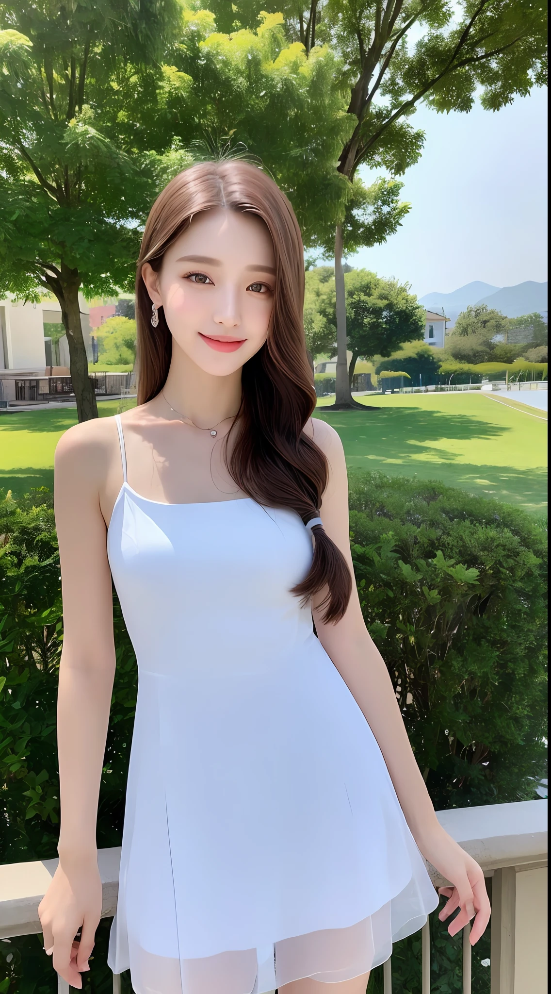 ((Best Quality, 8K, Masterpiece: 1.3)), 1girl, Slender Beauty: 1.3, (Hairstyle Casual, Full Body: 1.2), Transparent Dress: 1.1, Super Fine Face, Delicate Eyes, Double Eyelids, Smile, Outdoor