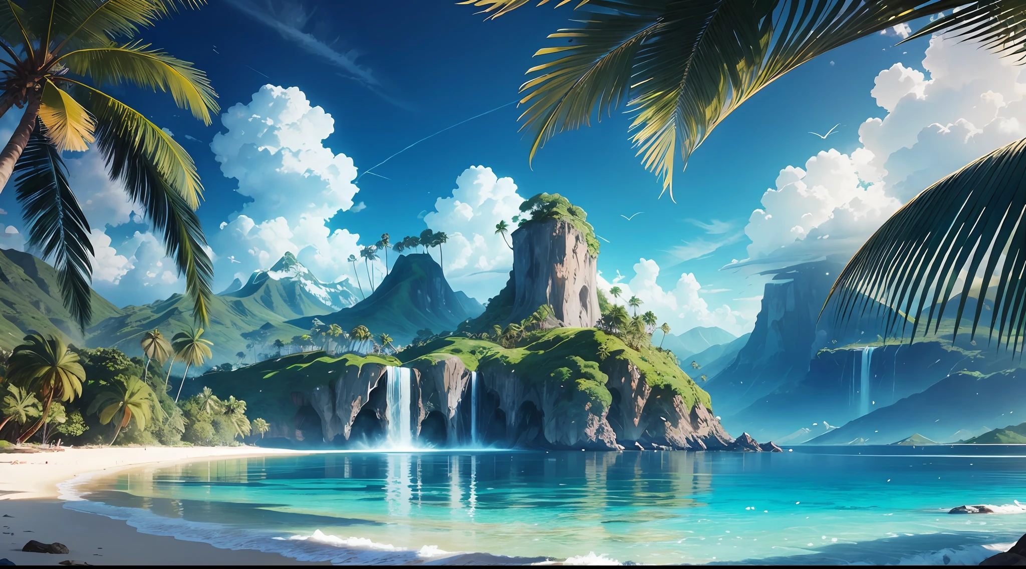 Summer, clear beach, tropical - SeaArt AI