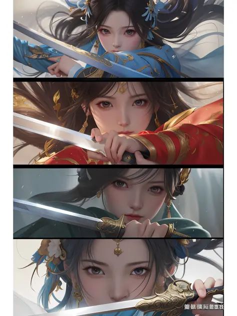 A Woman with a Sword, created by Yang J, highly detailed fine fanwork, Guvez style artwork, beautiful character paintings, Artgerm and Atey Ghailan, created by Zhang Han, Best Art in Fanwork, Alice Chang, Li Song, extremely detailed art germ