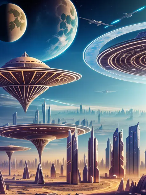 futuristic city, fantasy, 24th century, desert, universe