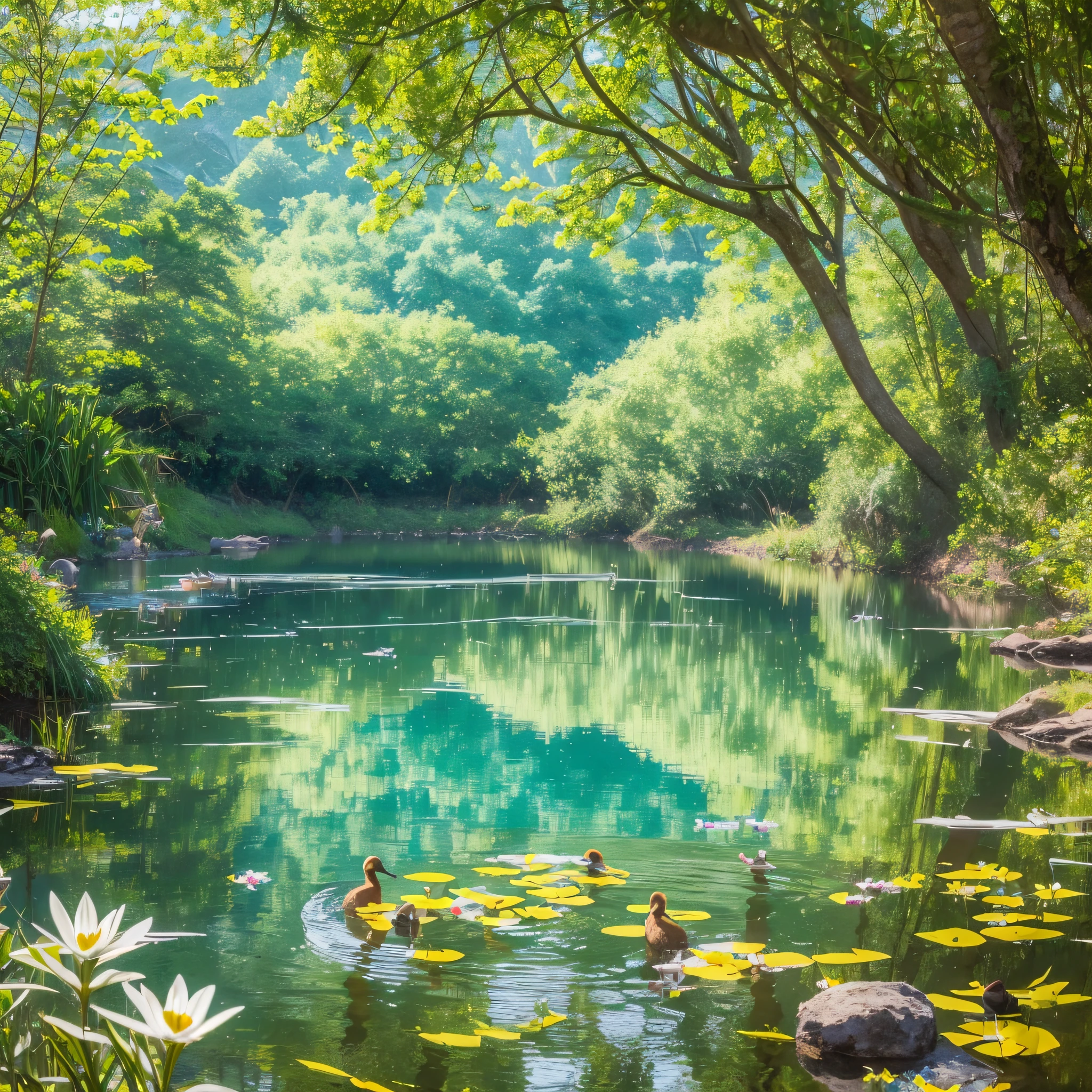 Beautiful Clear River In Forest, Wild Forest River In Spring