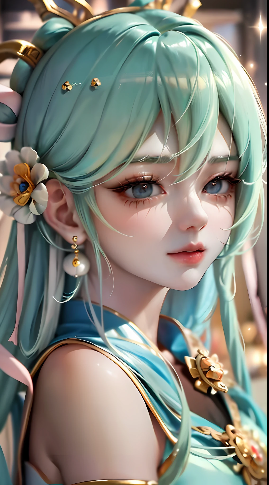 (masterpiece), (best quality), highly detailed, HDR, 1girl, solo focus, skindentation,Sports Bra，shorts，Romper， perfect face, puffy face, beautiful face, big eyes, puffy eyes, perfect eyes, eyelash，Hatsune Miku，Very detailed face，