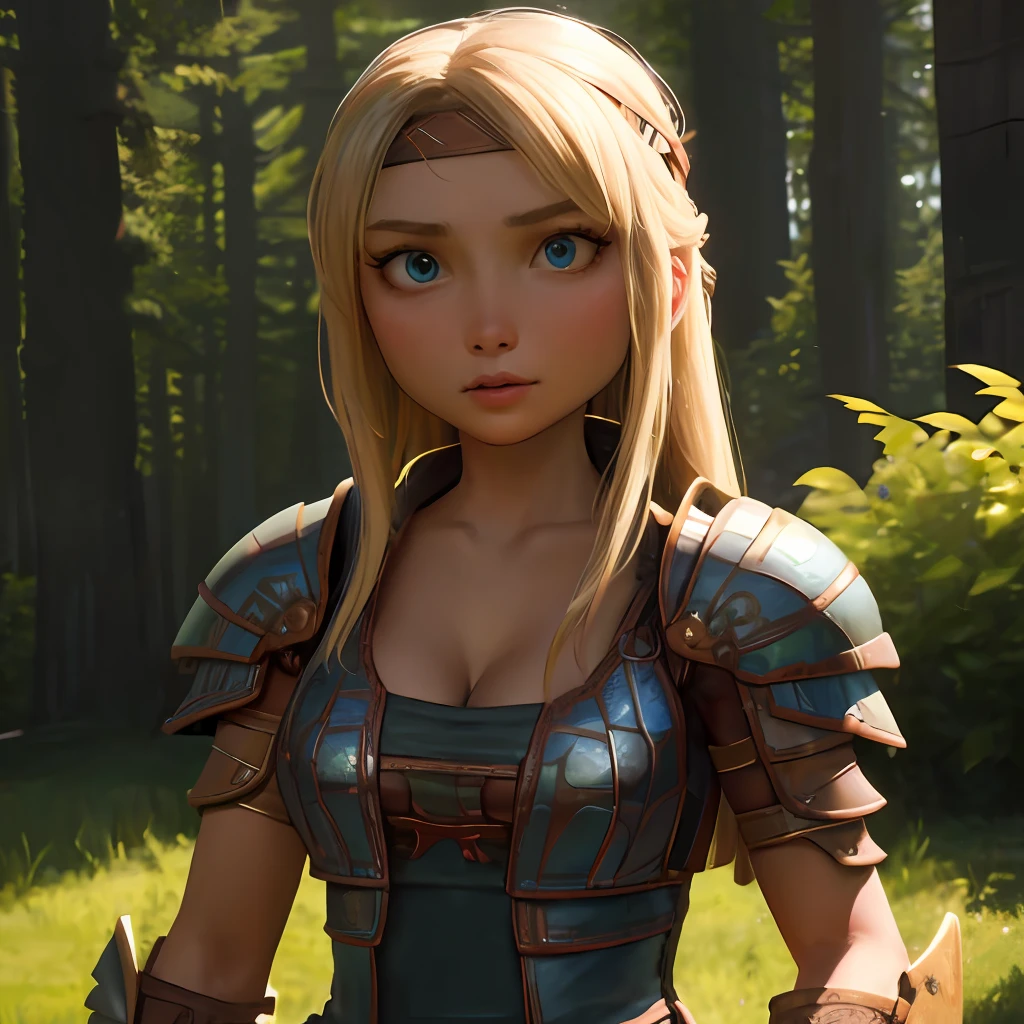 ,masterpiece, best quality, high quality,upper body,
,astrid hofferson, headband, armor, shoulder armor,   cleavage,