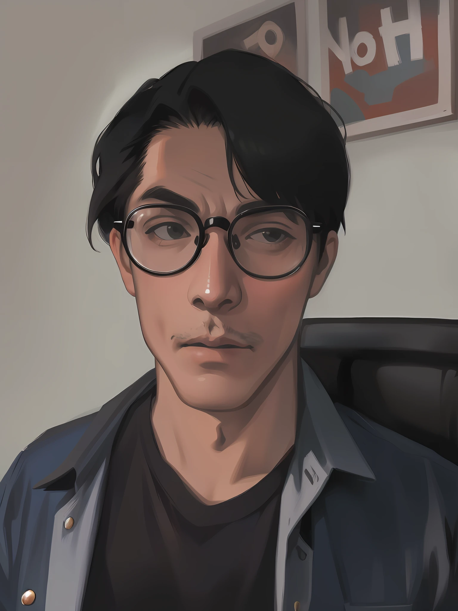 There is a man with glasses, portrait, 2D portrait, conceptual portrait, high quality portrait, painted in anime painter studio, detailed character portrait, art style, realistic portrait, anime realism style, realistic portrait, anime portrait of a handsome man, digital portrait, black and white, manga vagabond, Takehiko Inoue