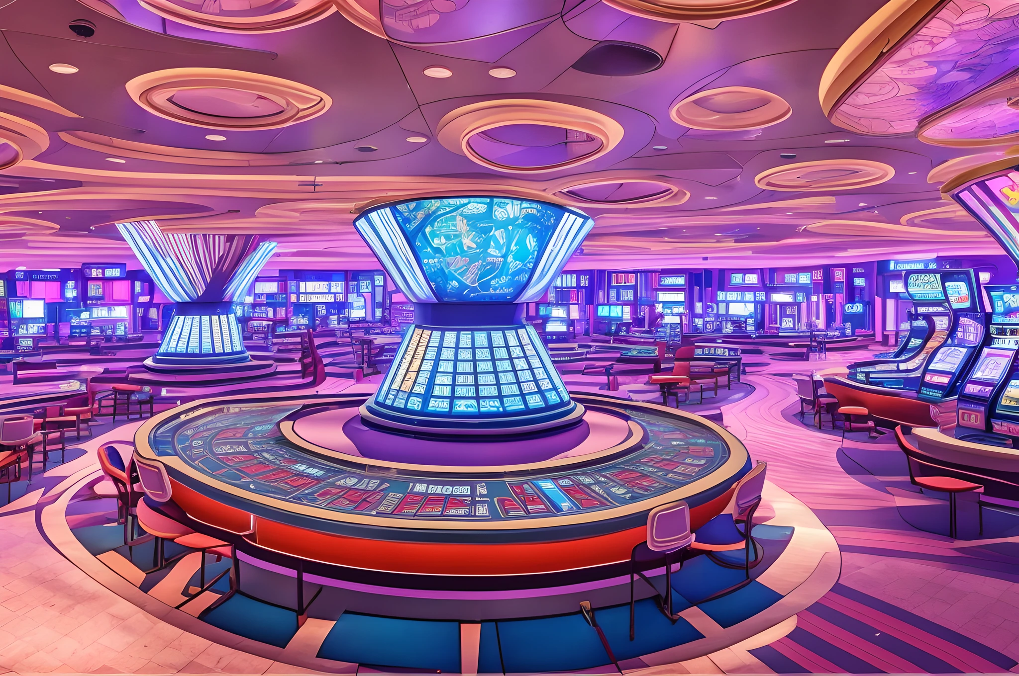 futuristic modern casino interior lobby, anime scenery, no people --auto --s2