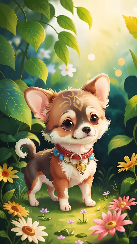 A cute little dog smiling, a wonderful garden, happy, happy, perfect quality, clear focus, (masterpiece: 1.2) (Realistic: 1.2) (Bokeh) (Best quality) (Detailed skin: 1.3) (Intricate details) (8K) (Detail eyes) (Sharp focus), (Happy)