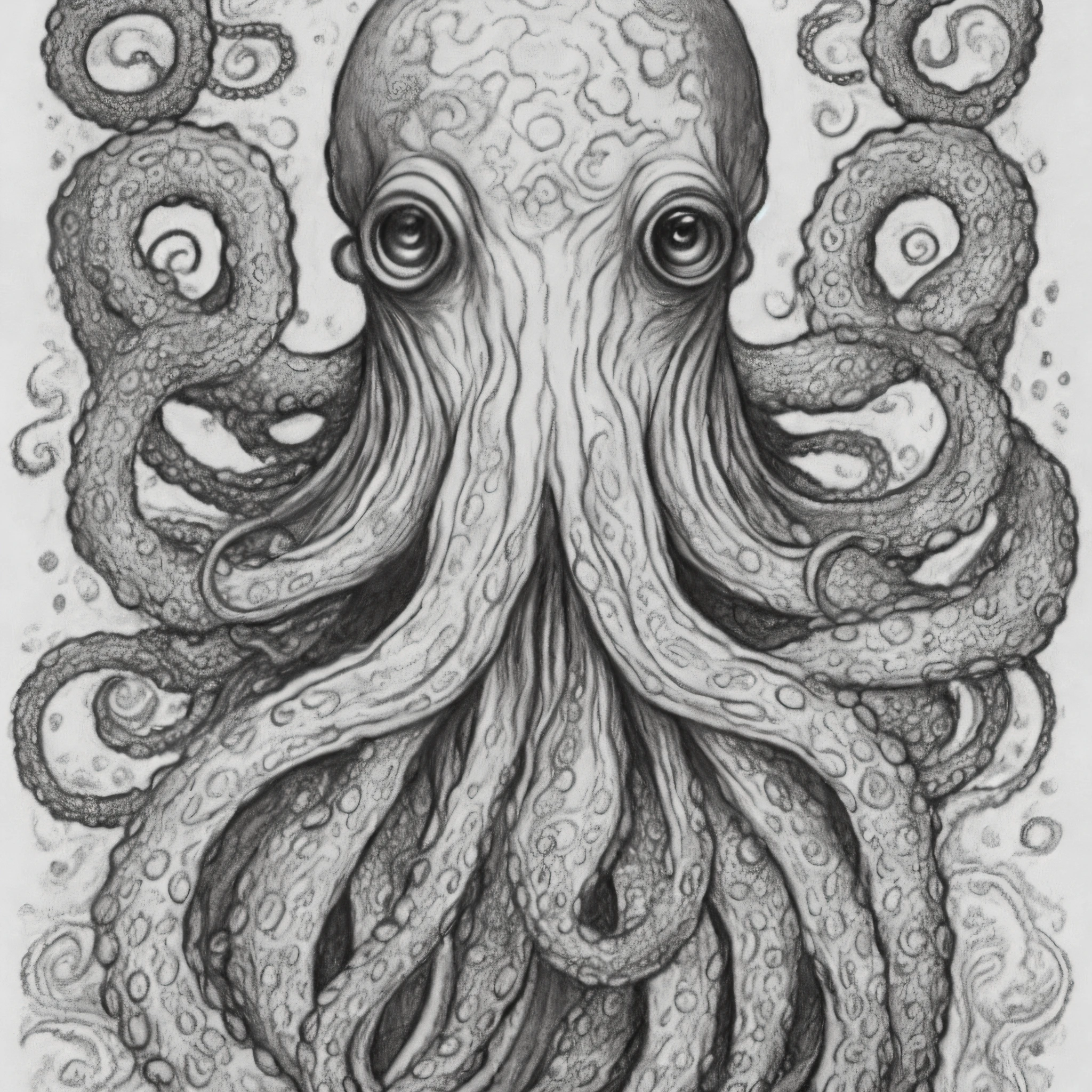 A drawing of an octopus with tentacles and a face - SeaArt AI