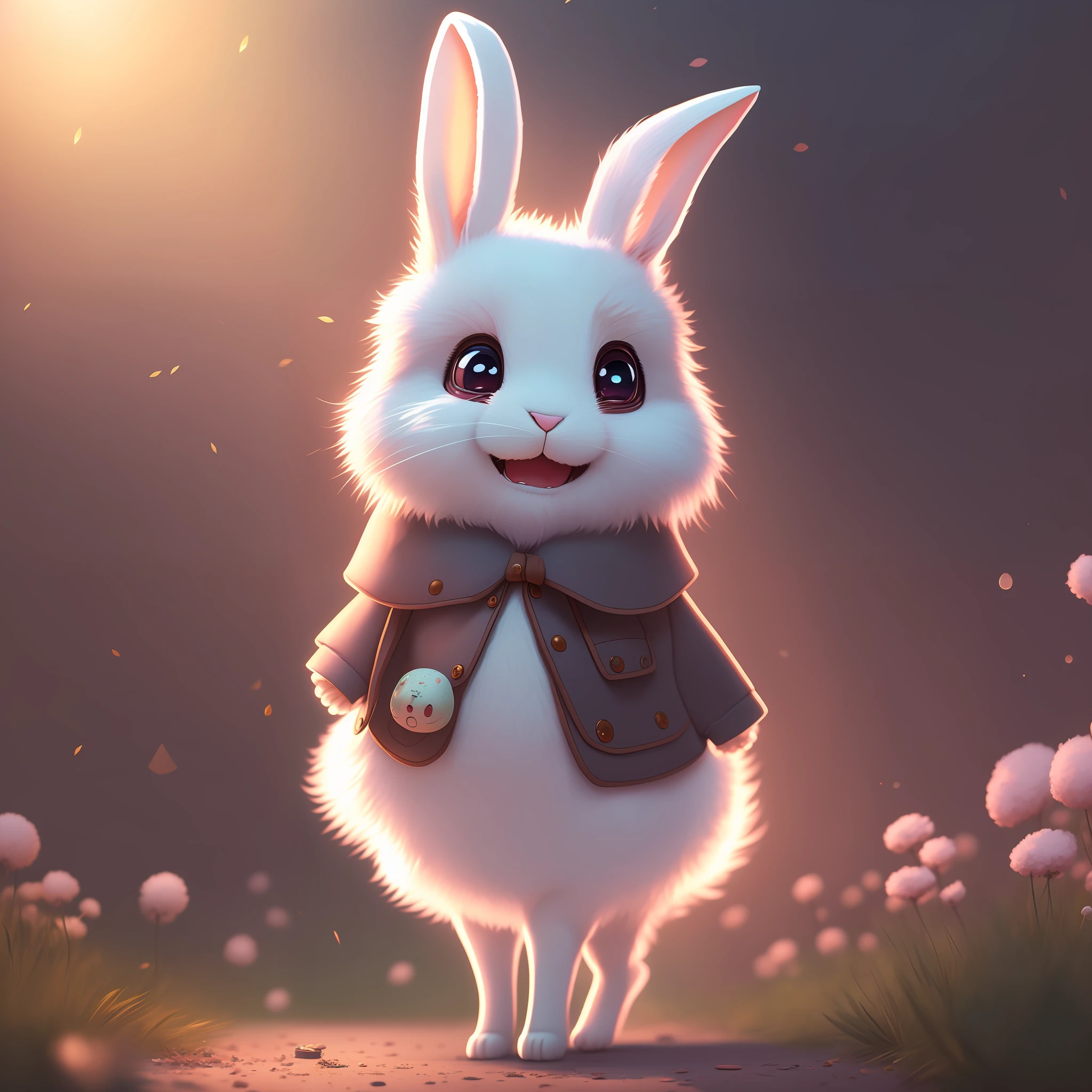 Cute adorable rabbit with smile and liveliness, full body, rabbit with ...