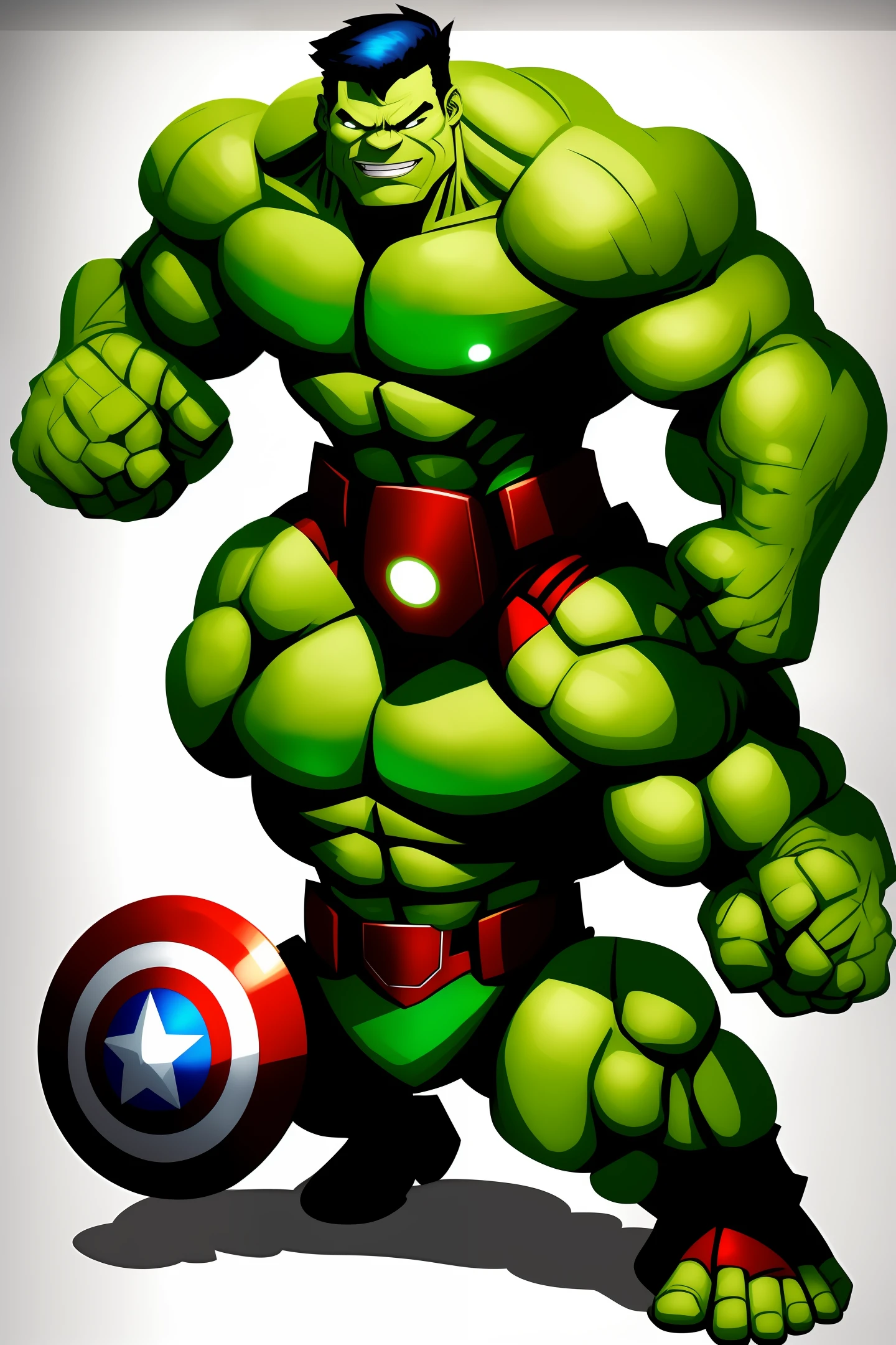 A cartoon of a hulk with a shield and a star - SeaArt AI