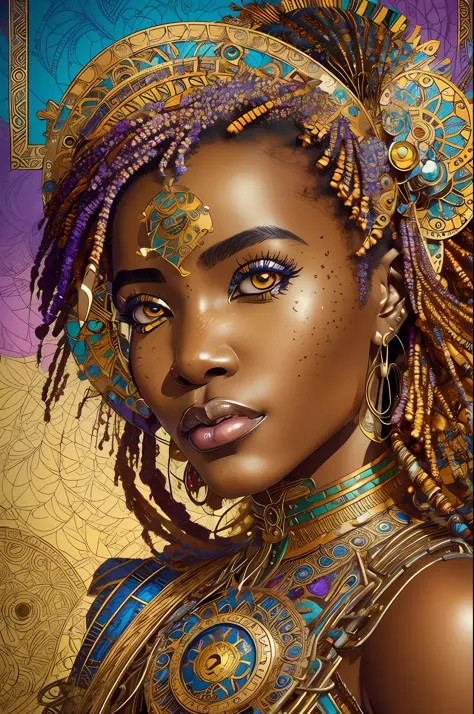 nvinkpunk, floral, steampunk (((African young-aged woman))), insanely beautiful woman, masterpiece, best quality, ((detailed fac...