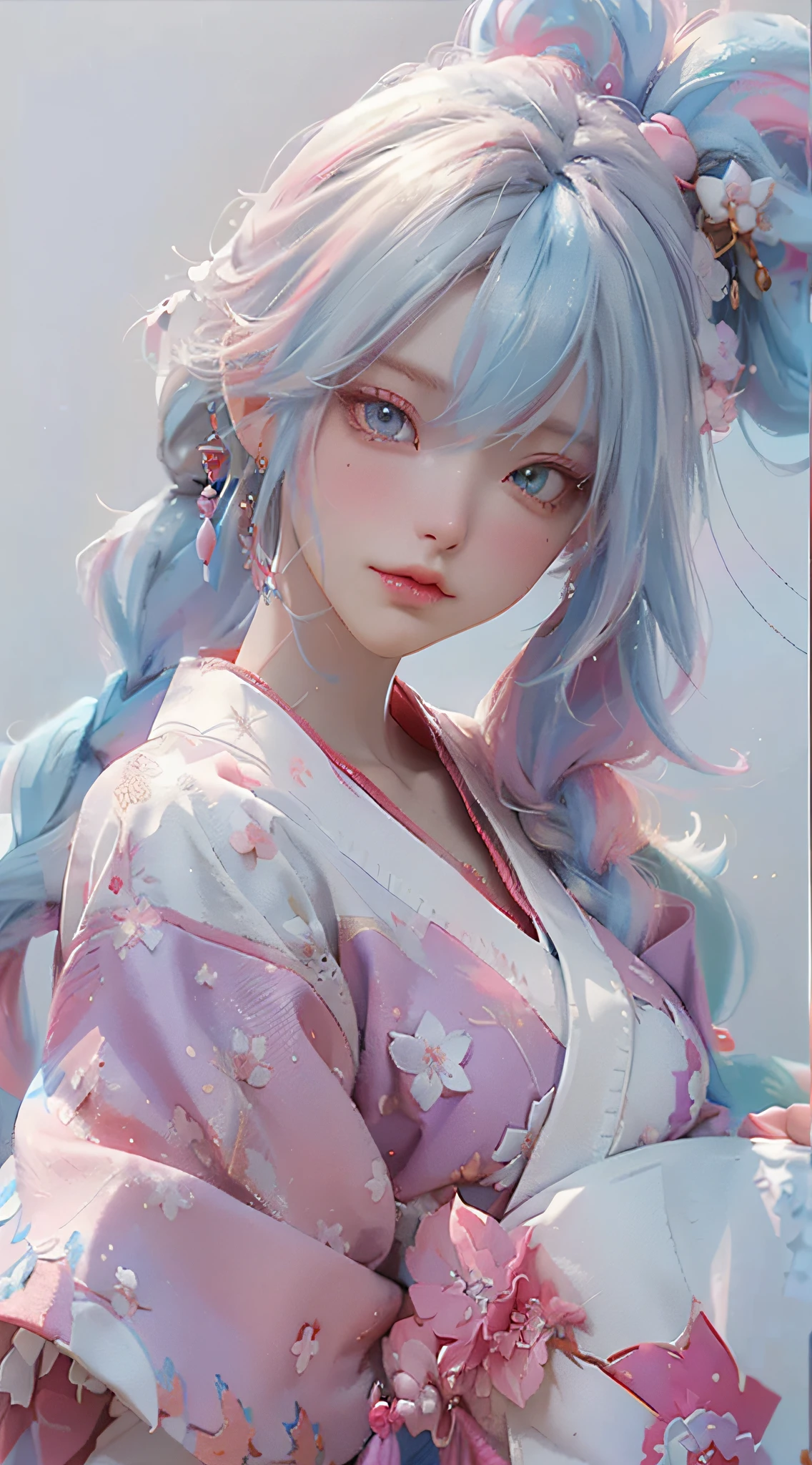 Anime girl with white hair and - SeaArt AI