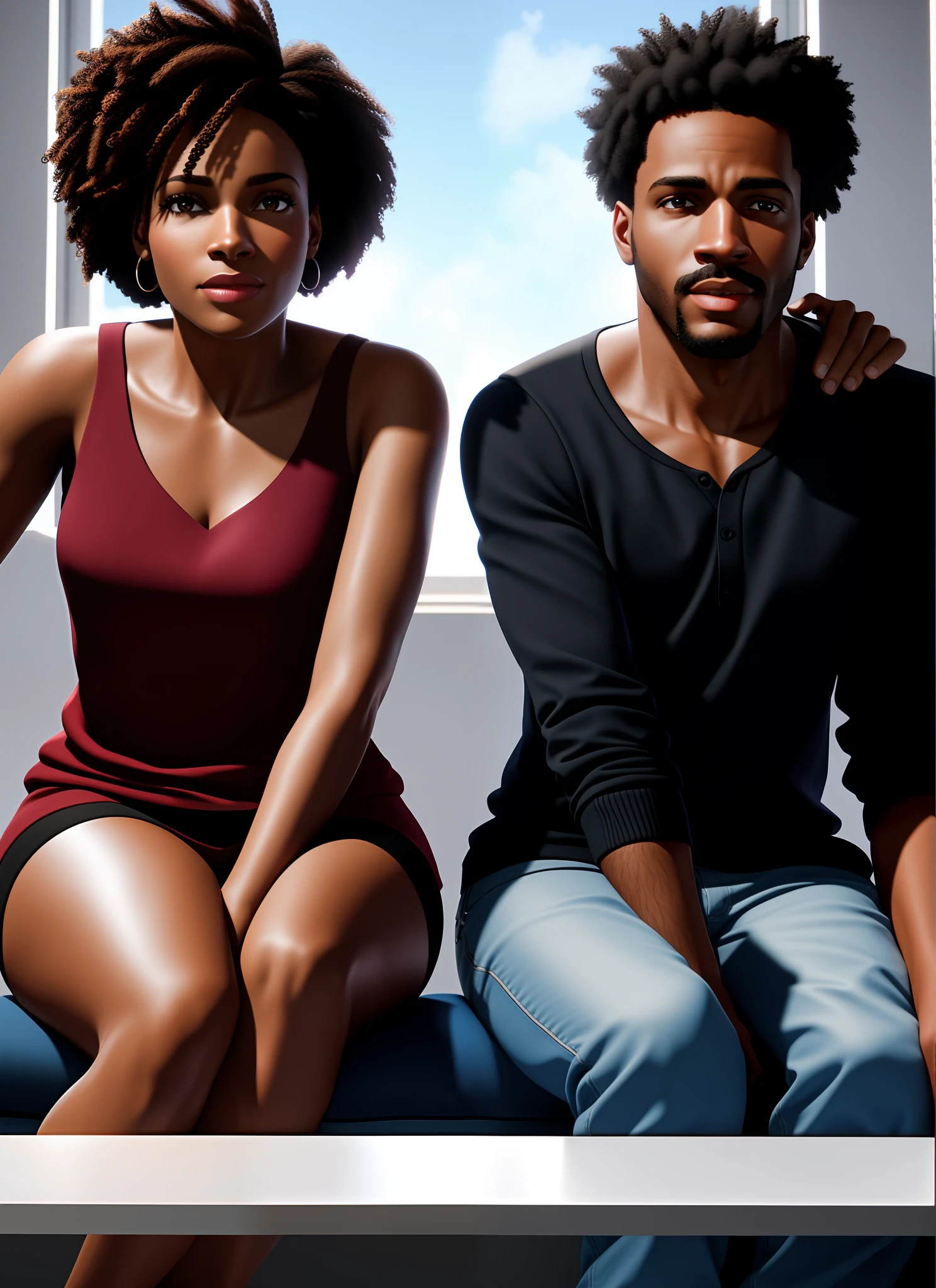 portrait of former black couple splitting up, 8k uhd, octane rendering, 4k, HDR, dynamic lighting