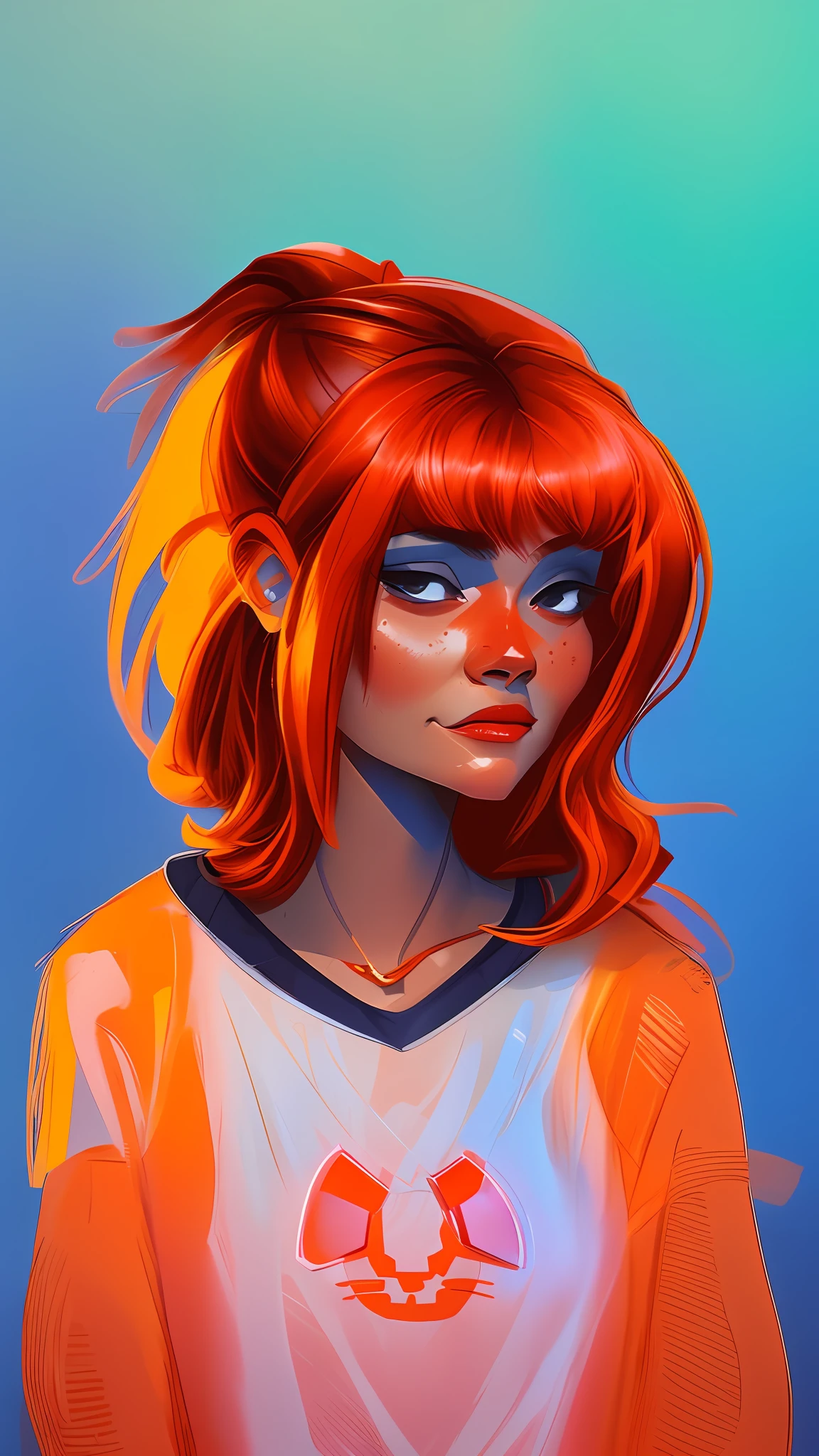 a drawing of a woman, maiden with copper hair, artistic style portrait, colorful sketch, inspired by loish, high quality, portrait of a girl, portrait of a small character, digital illustration