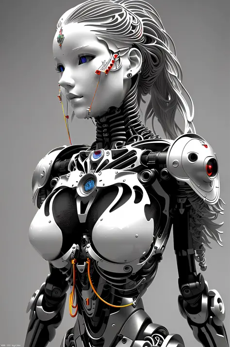 nousr robot, complex 3d rendering very detailed beautiful angel of death, biomechanical robot, simulation, 150mm lens, beautiful...