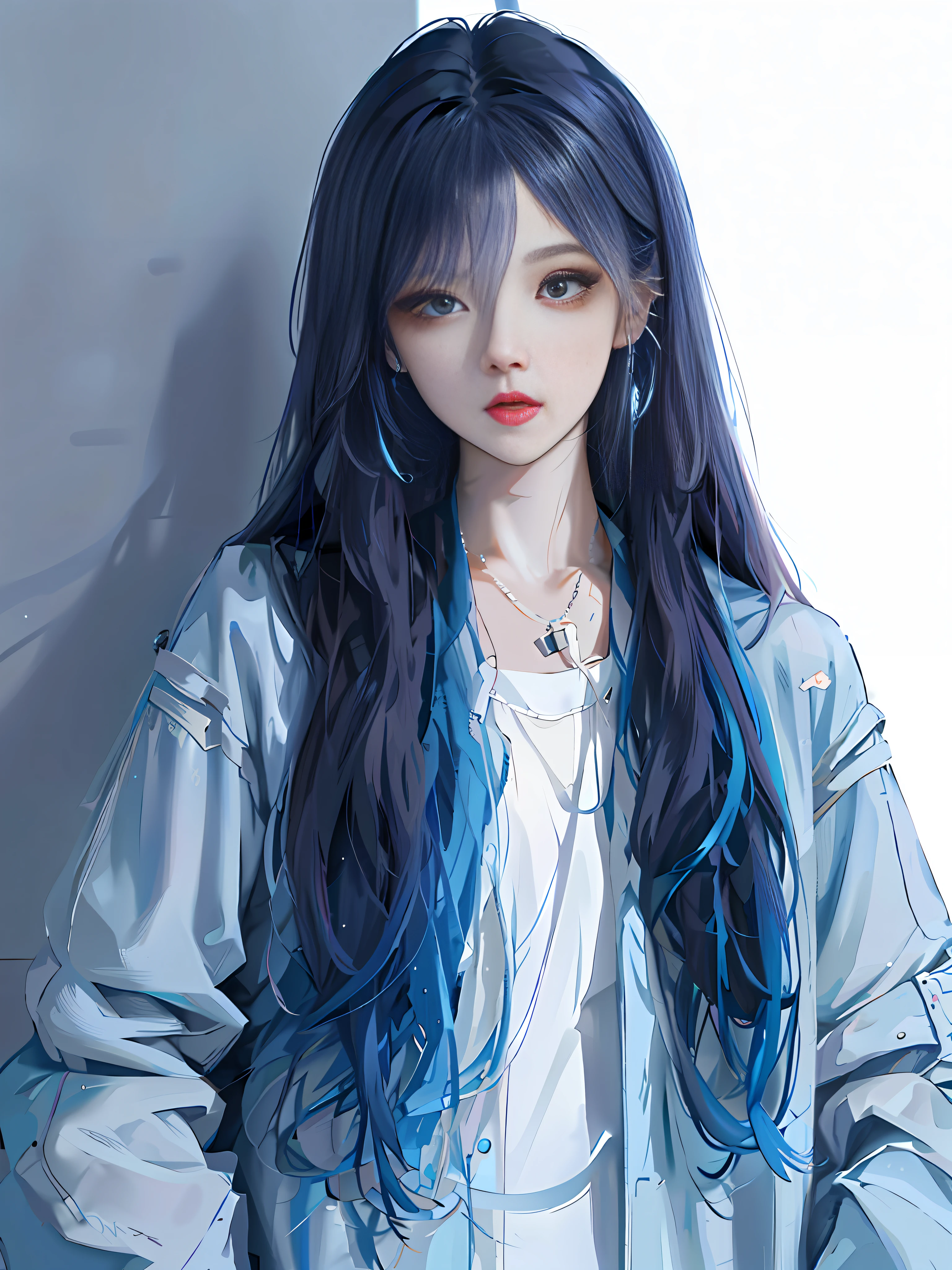 A close up of a person with long hair wearing a jacket - SeaArt AI