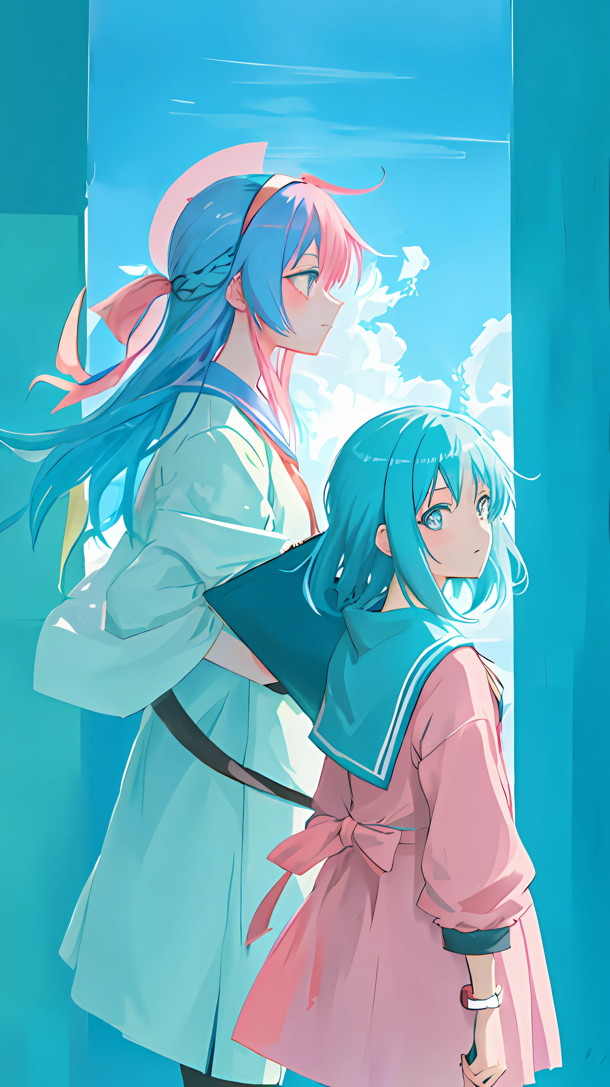 anime girl with blue hair and pink eyes holding up a finger, with index finger, 2 d anime style, profile of anime girl, anime girl with teal hair, anime style illustration, anime style 4 k, anime girl portrait profile, sayori, conrad roset and makoto shinkai, beautiful anime art style, anime art style, anime style art, anime styled