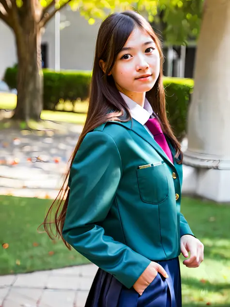 Super realistic, best quality, highly detailed , photorealistic,masterpiece,1girl, school uniform ,solo, looking at viewer,