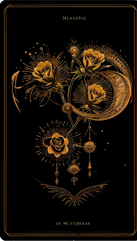realistic, (best quality, masterpiece:1.3), golden rose ,soul card, line, light particles, no humans,