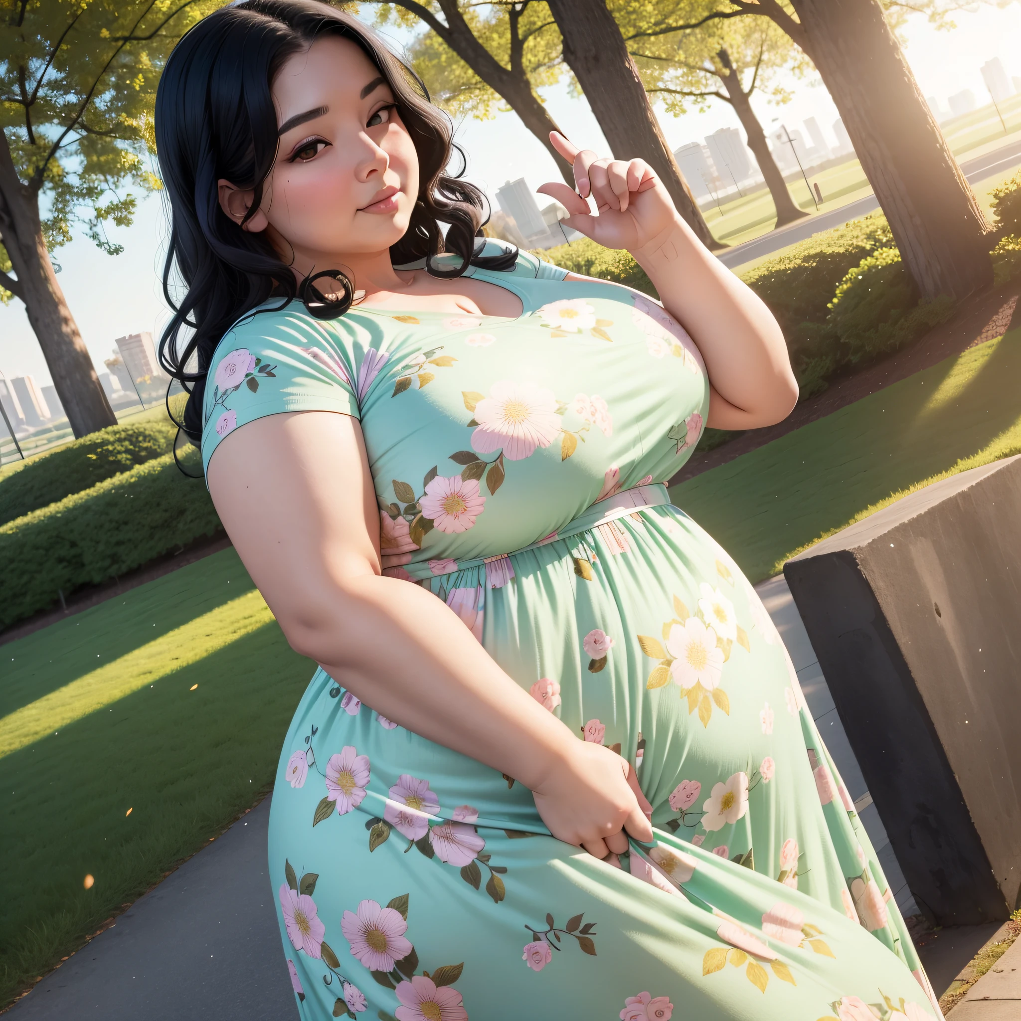 Woman, white, fat, 90 kilos, plus size, 40 years old, wavy black hair