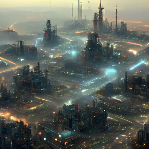 wide shot, sci fi city, (dieselpunkcity) (cybercity:1)