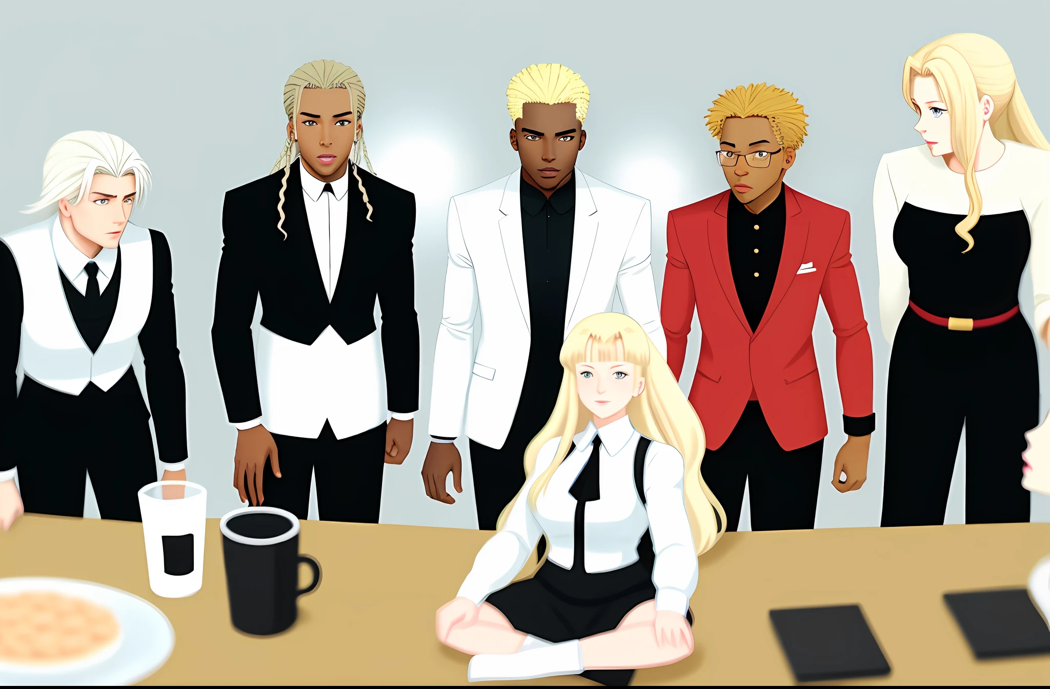 Four Black Men Behind A White Blonde Woman, Anime Version SeaArt AI |  Blonde Woman In Men In Black | sincovaga.com.br