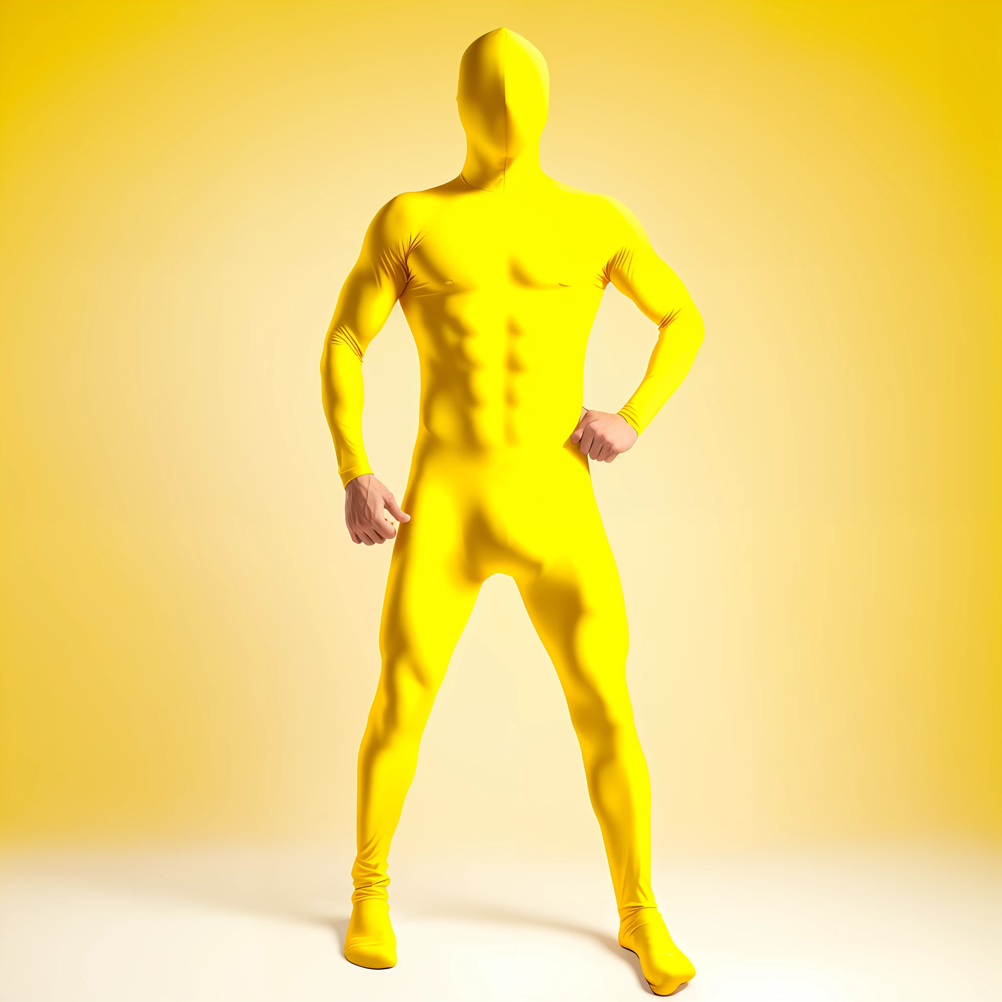 Arafed man in a yellow bodysuit posing for a picture - SeaArt AI