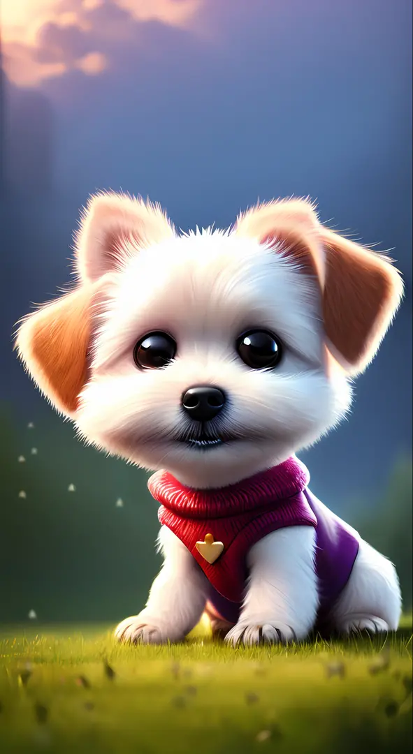 cute cartoon dog baby, fantasy, dreamy, surreal, super cute, artstation hot search