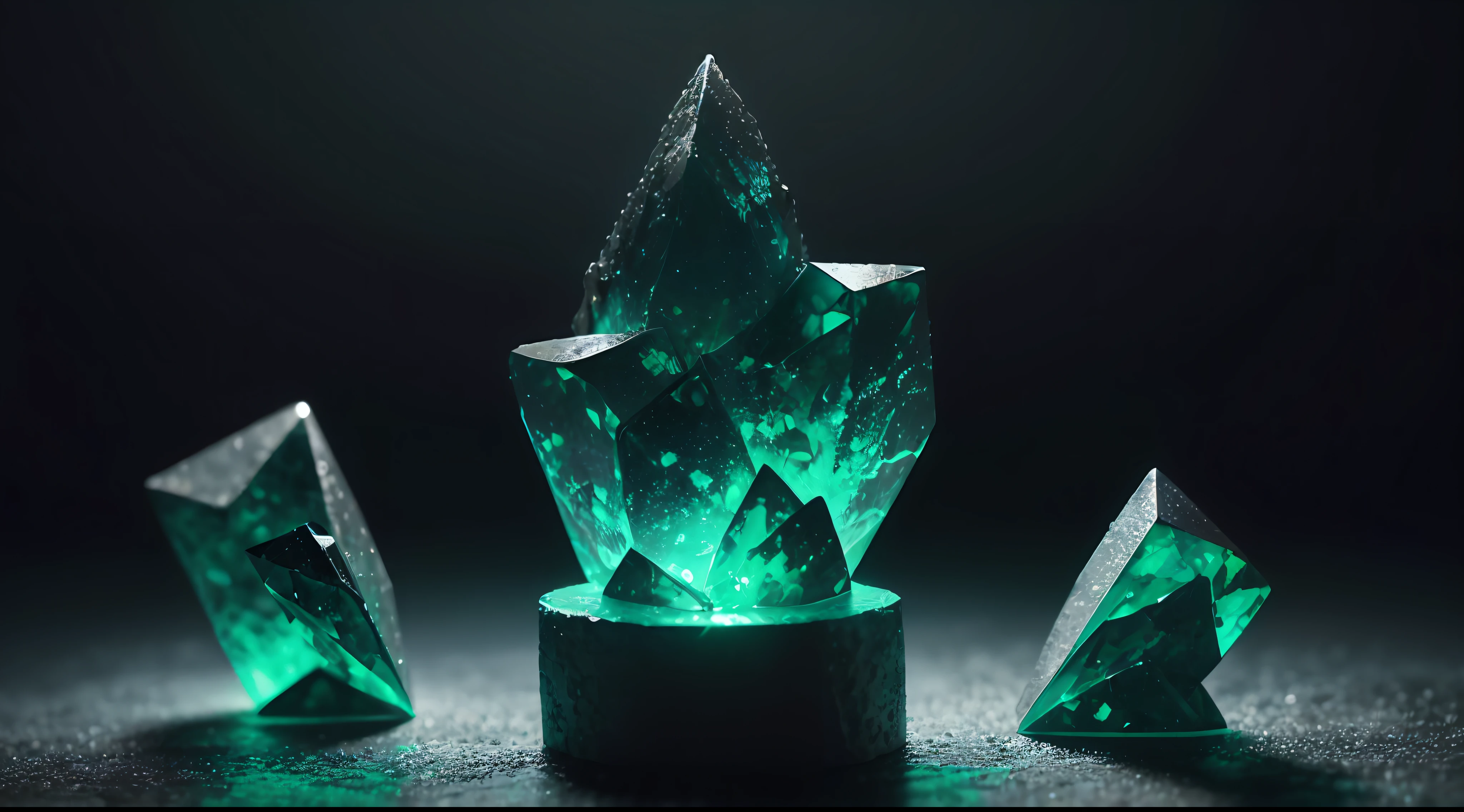 неоновые светящиеся серные 3d реалистичные кристаллы в треснувшей жеоде ...