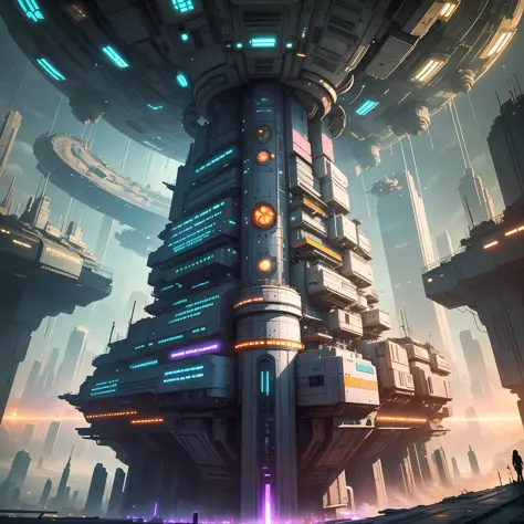 Space Station Space City Cyberpunk Sci-Fi Future World Top Quality Masterpiece