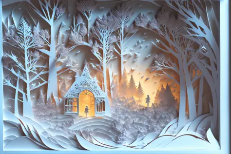 realistic, paper cut,  mdjrny-pprct ,snowflakes,