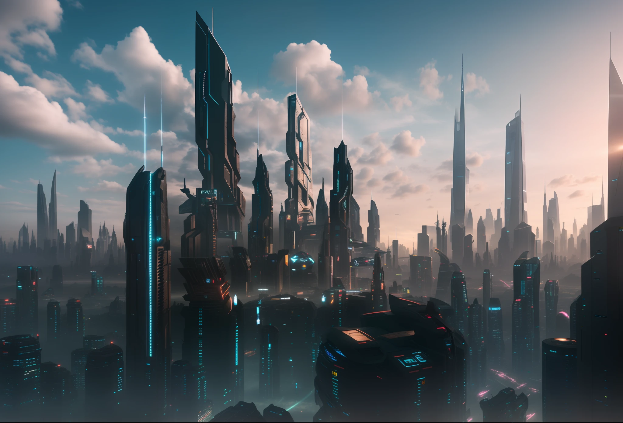 ciudad futurista with futuristic skyscrapers and a futuristic sky ...