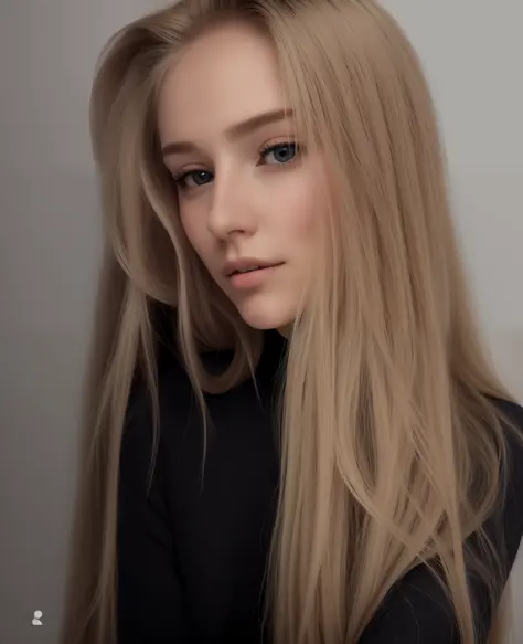 blond woman with long hair and black turtle neck top posing for a picture, beautiful blonde girl, soft portrait shot 8 k, a girl...