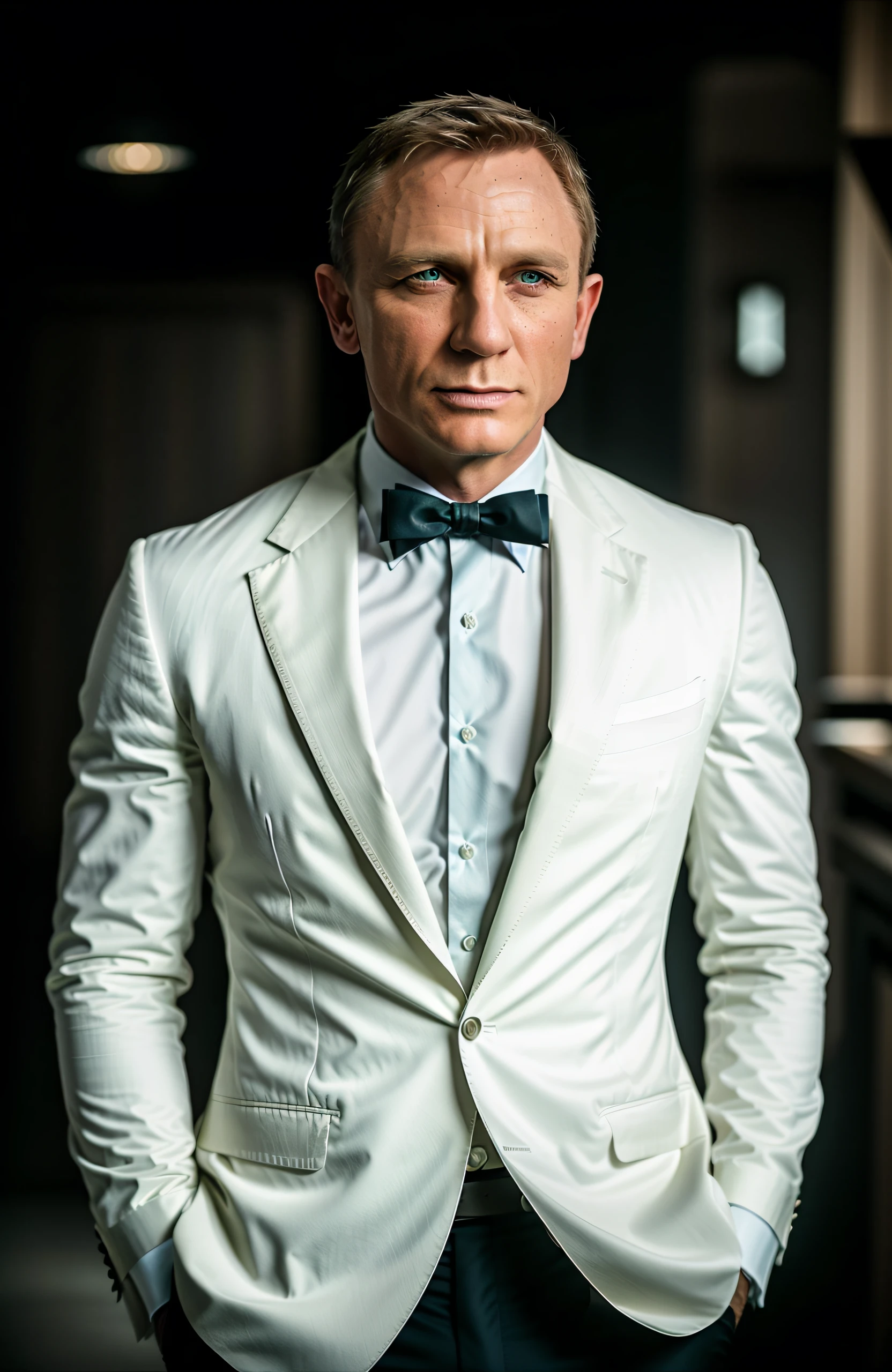 award winning (portrait photo:1.4) of a handsome man, 007danielcraig, dressed in a white suit, standing beside a silver Aston Martin DB5 car, Swiss Alps (shallow depth of field:1.3), by lee jeffries nikon d850 film stock photograph 4 kodak portra 400 camera f1.6 lens rich colors hyper realistic lifelike texture dramatic lighting unreal engine trending on artstation cinestill 800 (vignette:1.3), filmgrain,  shallow depth of field, blurred background