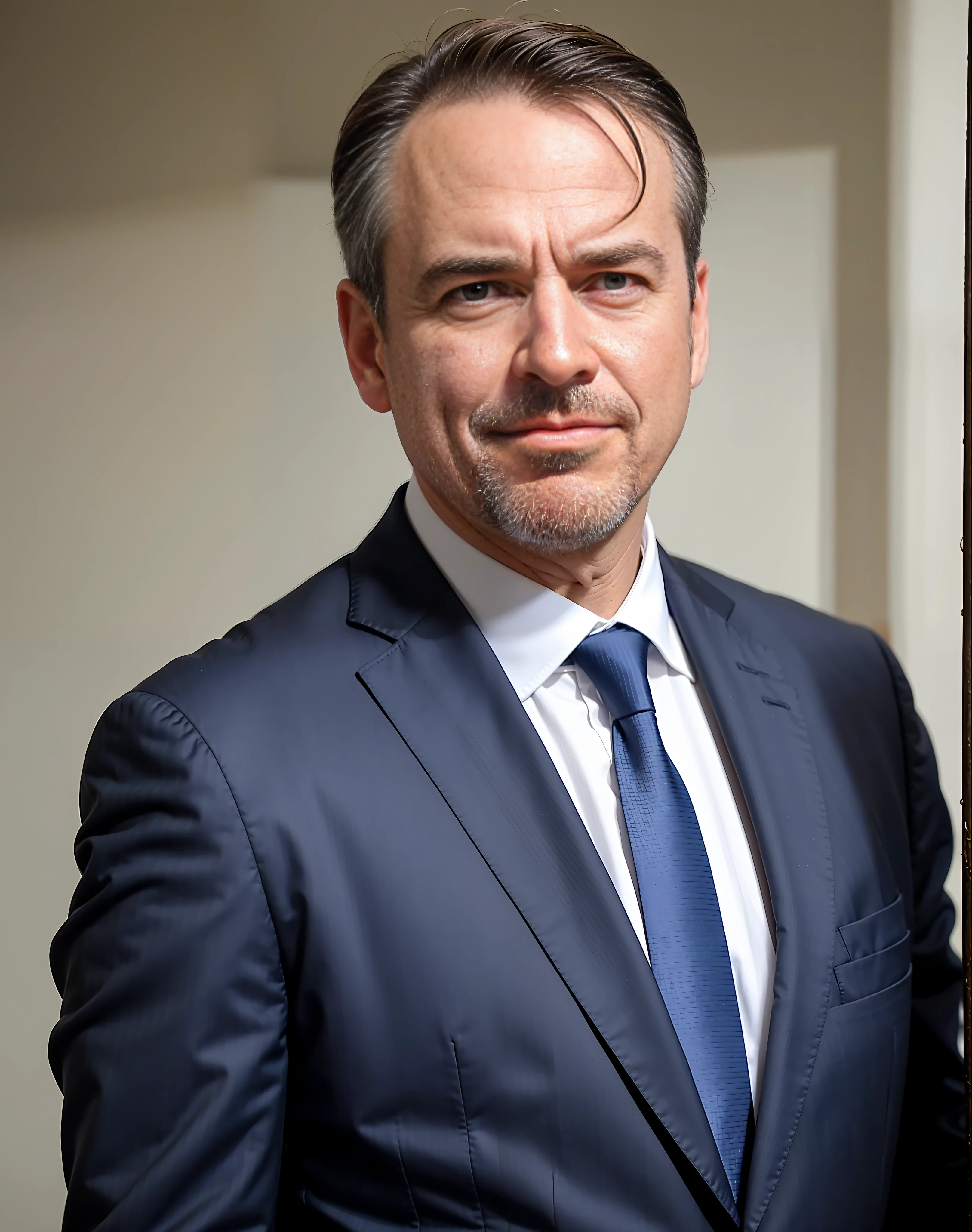 middle-aged man in a suit, lawyer