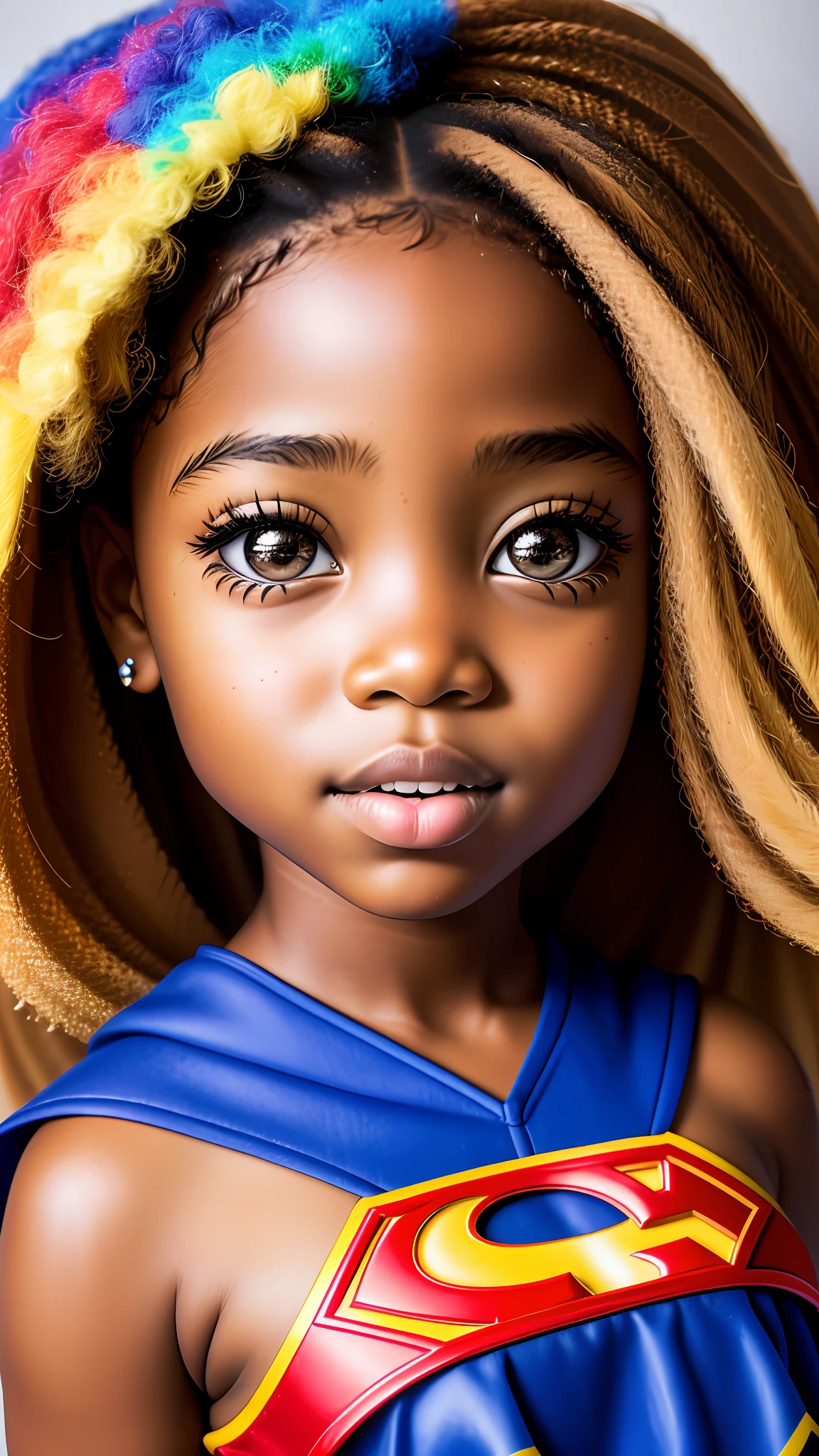 photographic portrait of 4-year-old Black girl Supergirl, colorful and ...