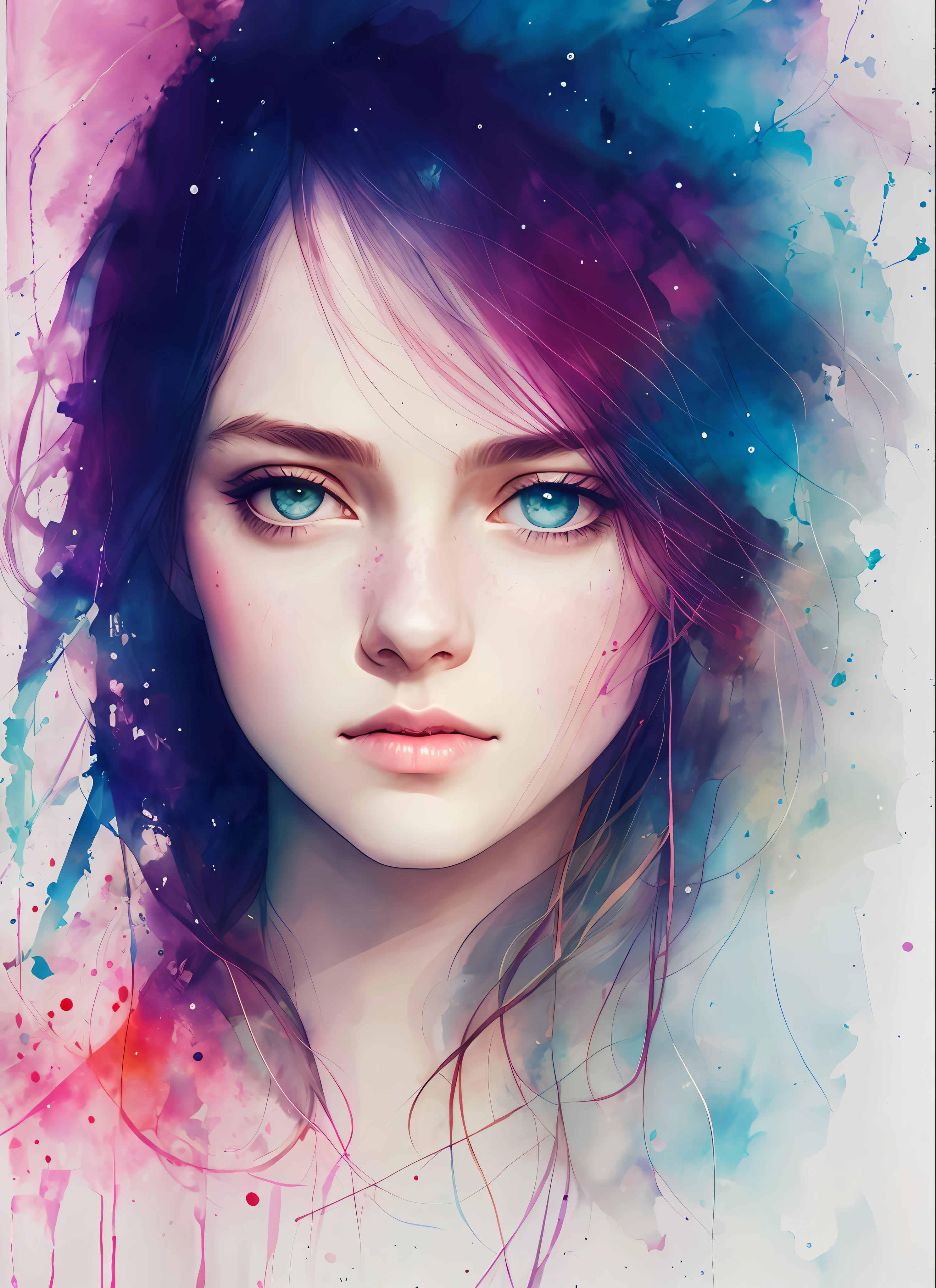 a woman by agnes cecile, luminous design, pastel colours, ink drips, autumn lights