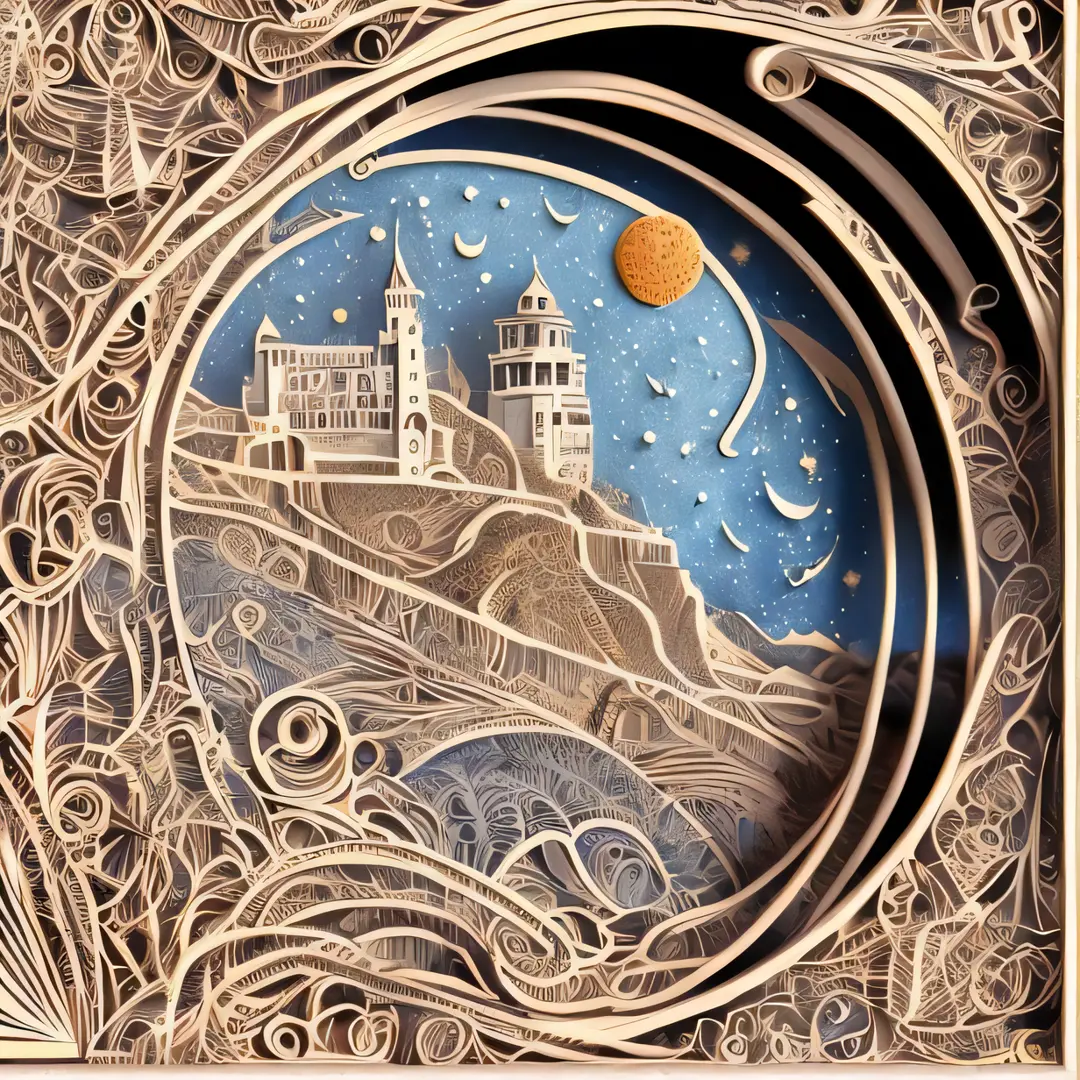 mdjrny-pprct,santa monica pier under starry night sky, intricate details, ornate, (high detailed:1.2)